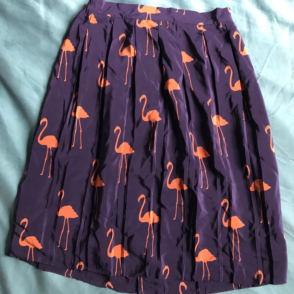 Anthropologie Skirt Flamingo Print